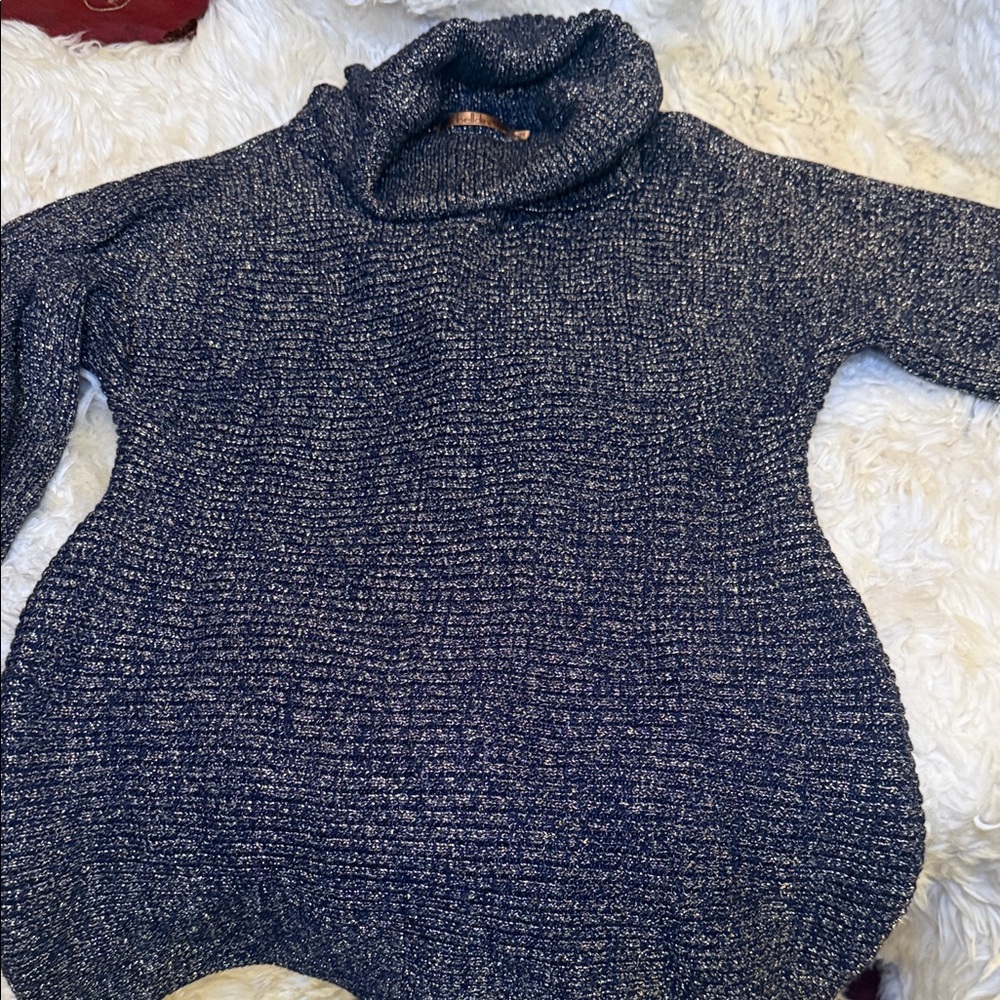 Belldini Cozy metalic  Navy Blue Women's Sweater by
